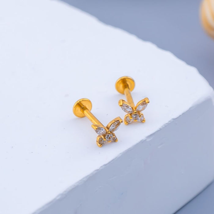 Aretes piercing en forma de mariposa acero inoxidable