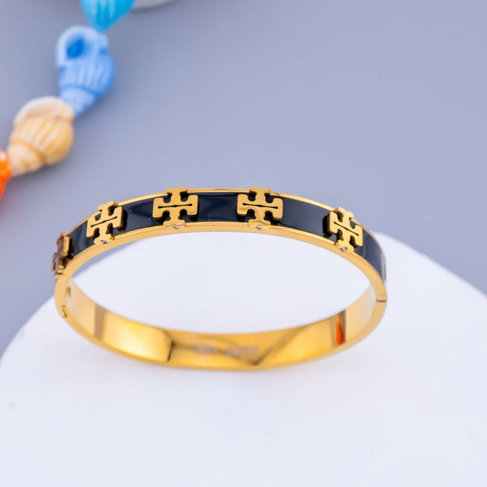 Brazalete dorado en tendencia acero inoxidable esmaltado