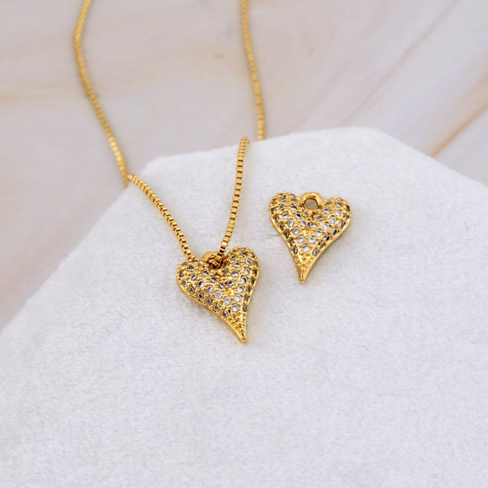 Dije micropave corazon baño 18k