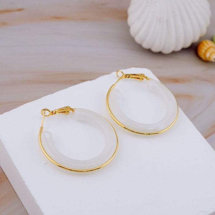 Aretes hoops carey baño 18k