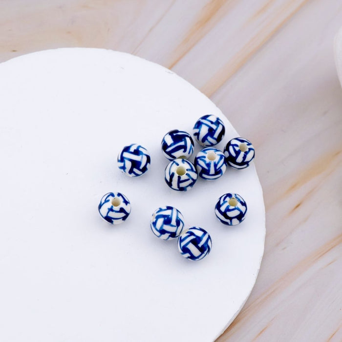 Paquete de 10 pcs piedra ceramica estampada a mano redonda 10mm