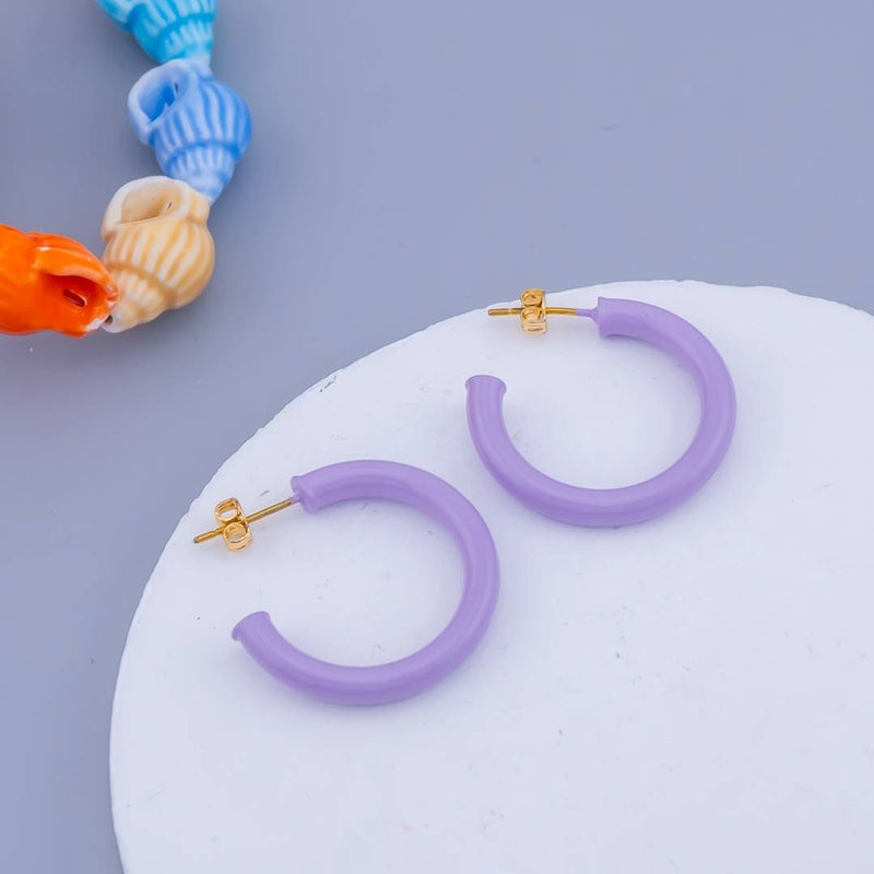 Aretes C hoops esmaltados baño 18k