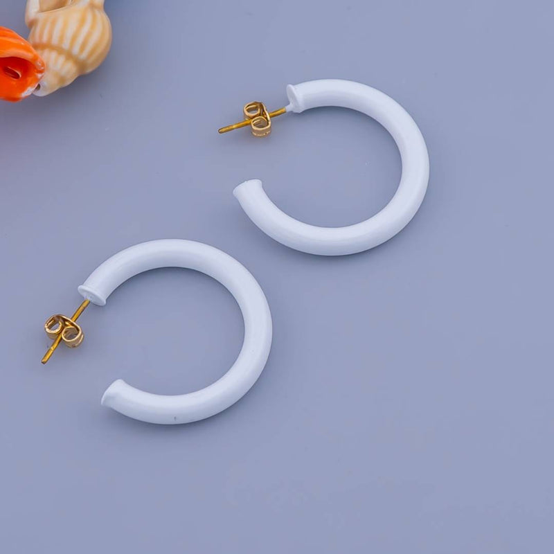 Aretes C hoops esmaltados baño 18k
