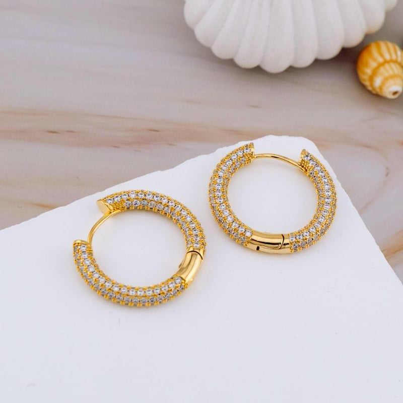 Aretes aros con zirconia baño 18k