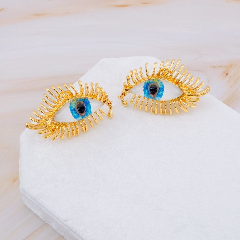 Aretes en tendencia Ojo turco baño 18k