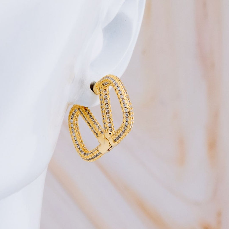 Aretes con zirconia baño 18k