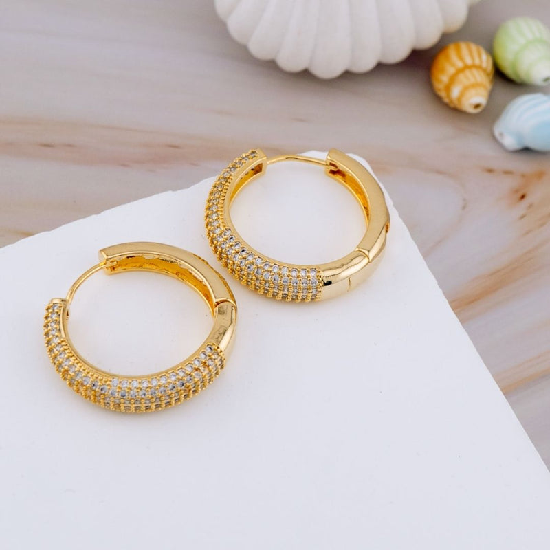 Aretes hoops zirconia y baño 18k