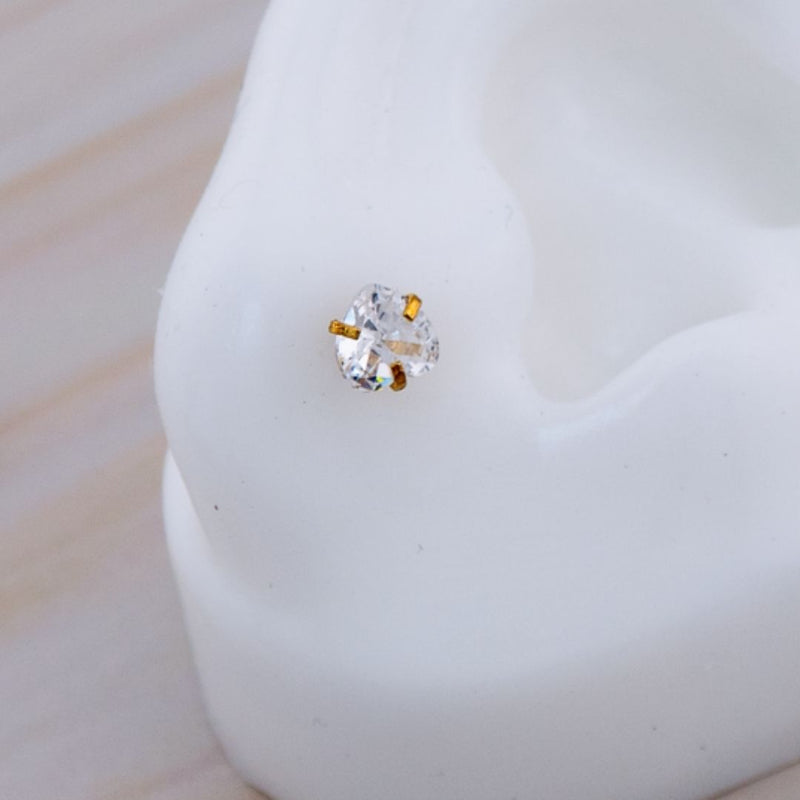 Aretes piercing con zirconia baño 18k
