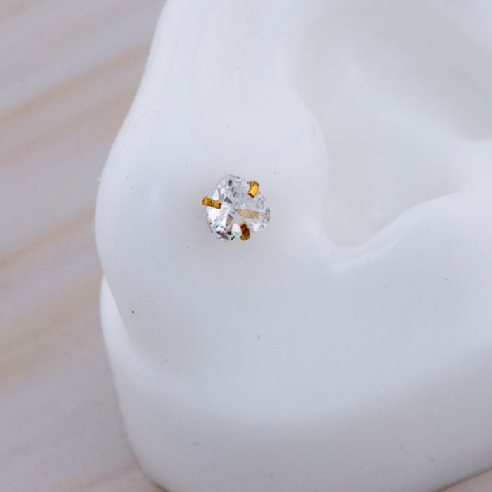 Aretes piercing con zirconia baño 18k