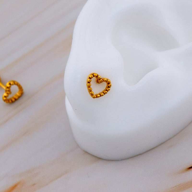 Aretes piercing en forma de corazon acero inoxidable