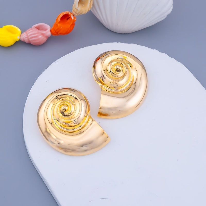 Aretes en forma de caracol baño 18K