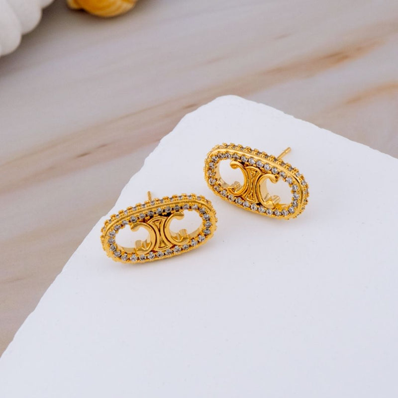 Aretes Stud con zirconia baño 18k