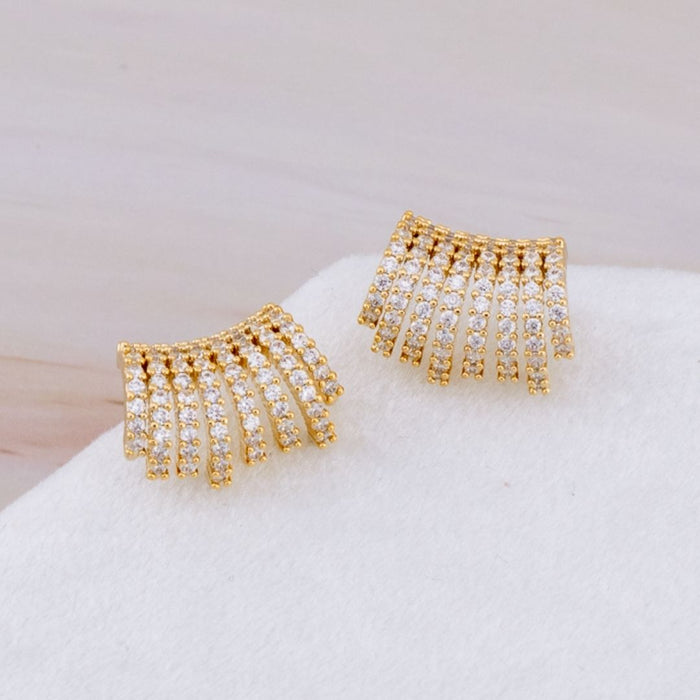 Aretes stud cuff con Zirconias baño 18k