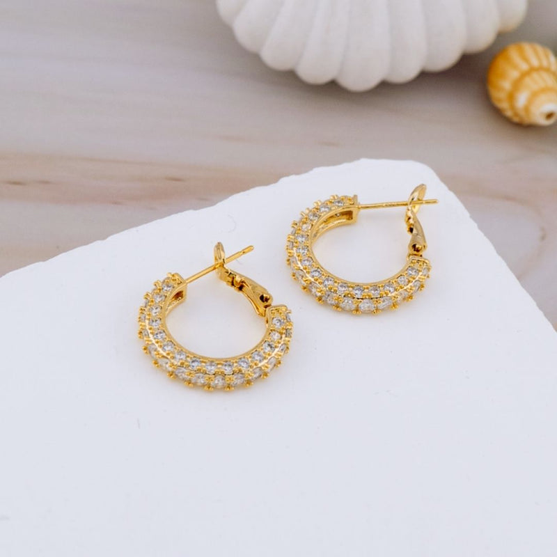 Aretes aros con zirconia baño 18k