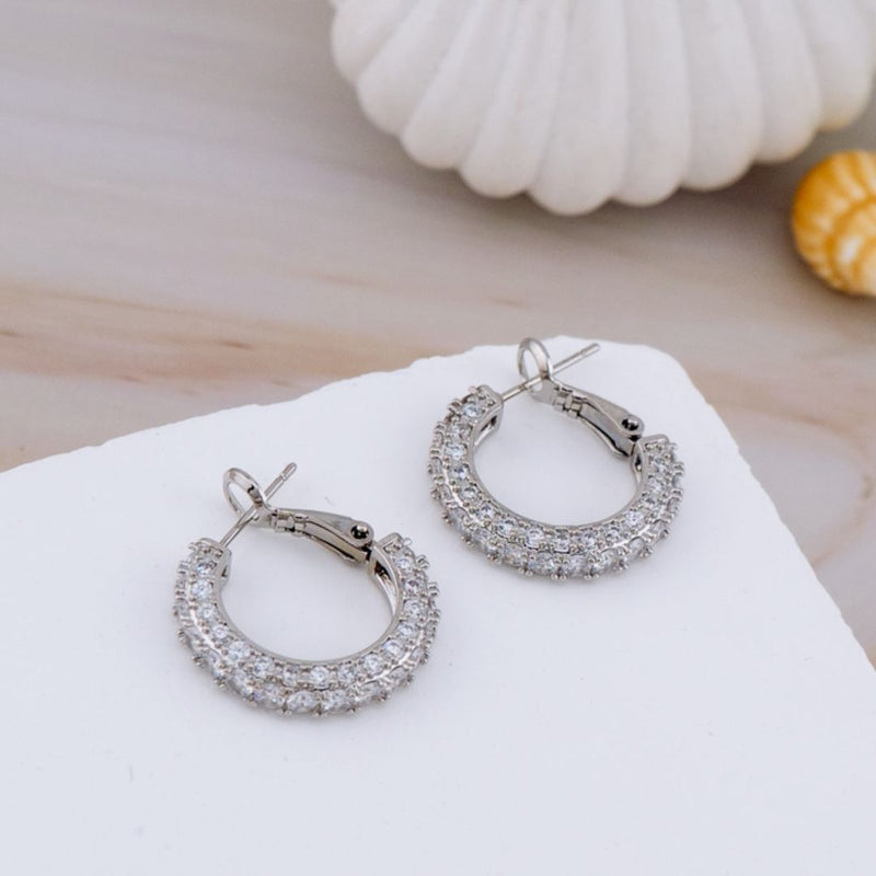 Aretes aros con zirconia baño 18k