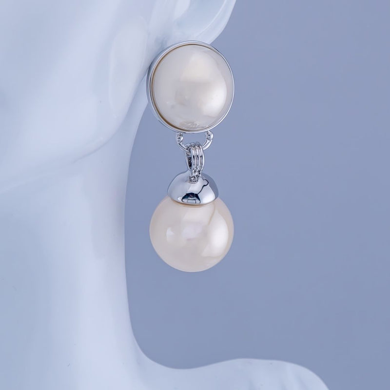 Aretes en tendencia colgantes con perlas baño 18k