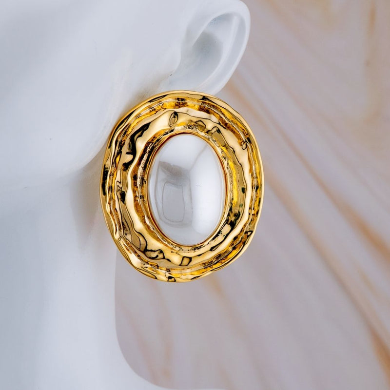 Aretes en tendencia chunky baño 18k con perlas