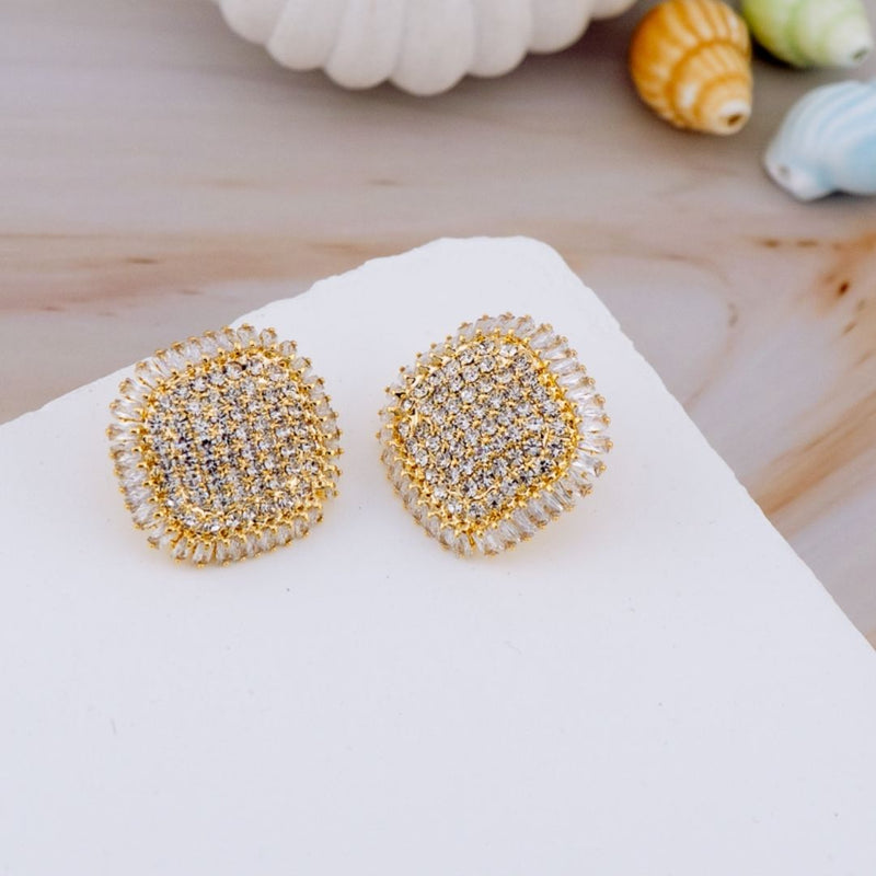 Aretes stud cuadrados con zirconia baño 18k