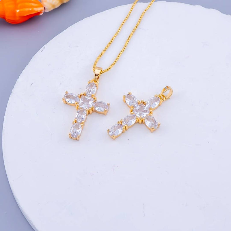 Dije cruz micropave corazon baño 18k