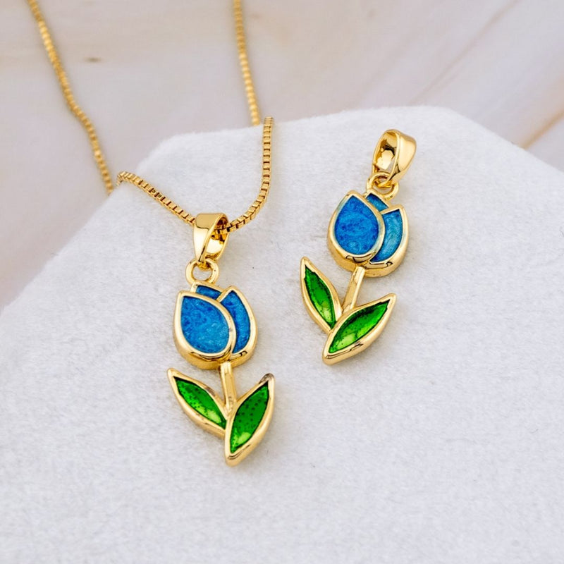 Dije Flor tulipan baño 18k