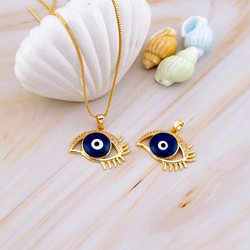 Dije micropave ojo turco baño 18k