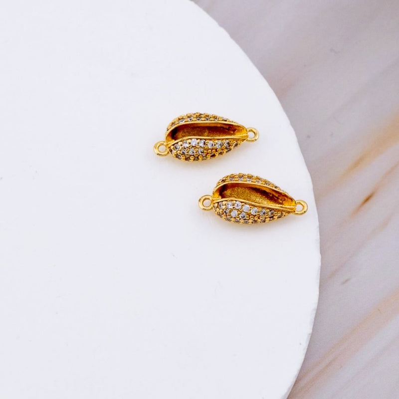 Enlace o conector micropave concha de mar baño 18k