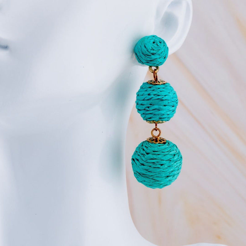 Aretes colgantes de junco baño 18k