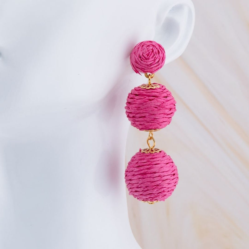 Aretes colgantes de junco baño 18k