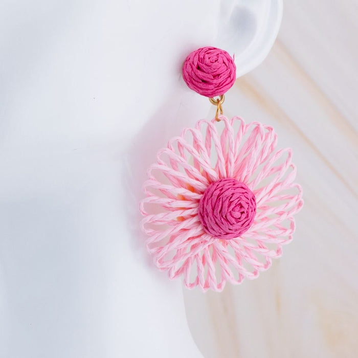 Aretes flor junco baño 18k