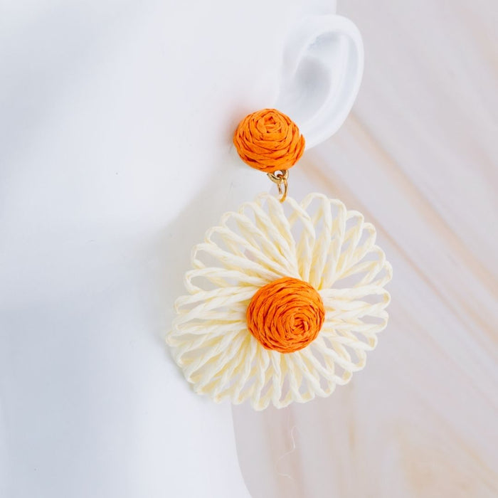 Aretes flor junco baño 18k