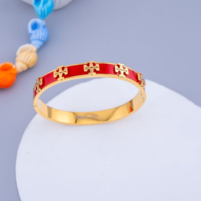 Brazalete dorado en tendencia  acero inoxidable esmaltado