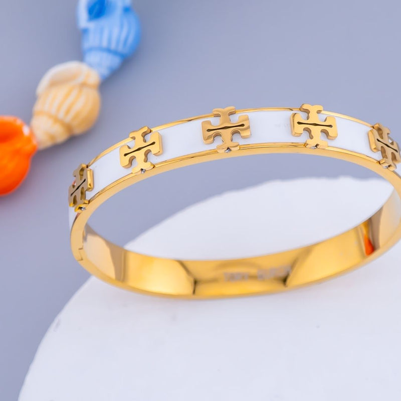 Brazalete dorado en tendencia  acero inoxidable esmaltado