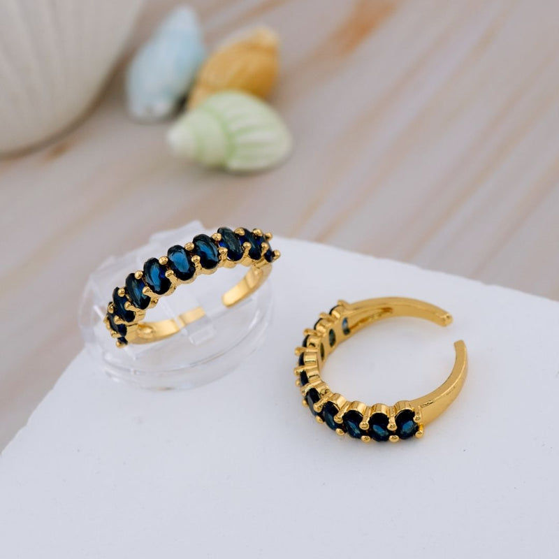 Anillo dorado Ajustable  baño 18k y zirconia