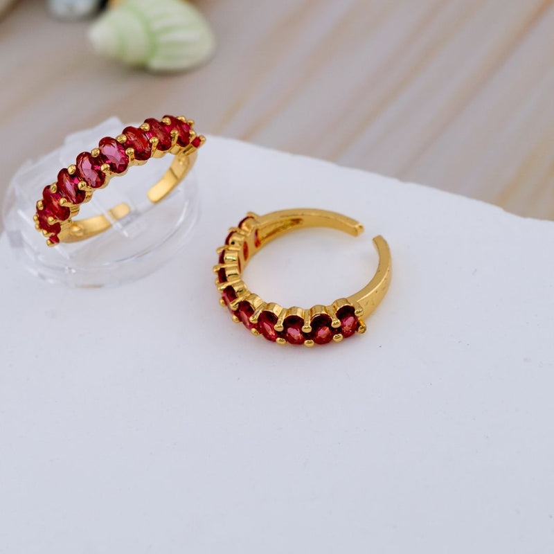 Anillo dorado Ajustable  baño 18k y zirconia