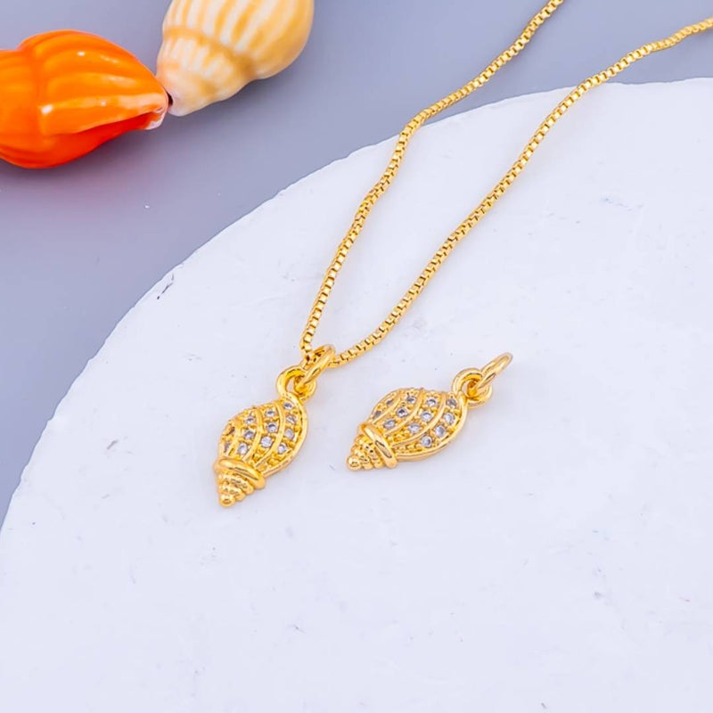 Dije caracol micropave  baño 18k