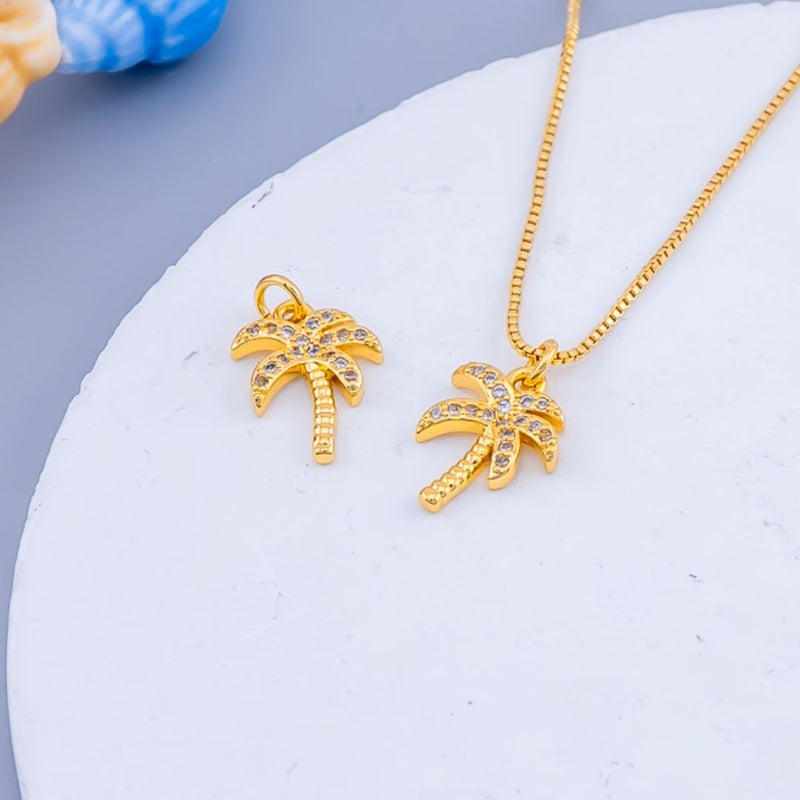 Dije micropave en forma de palmera baño 18k