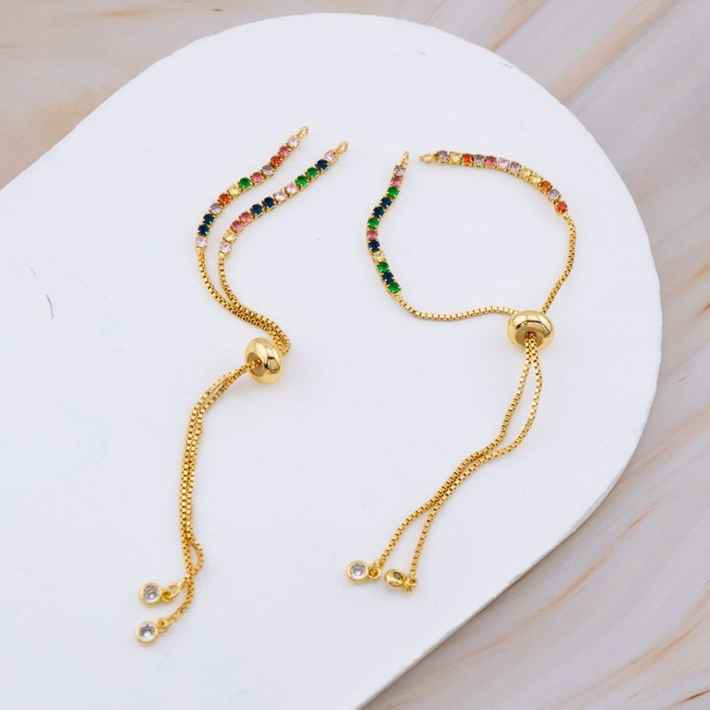 Pulsera ajustable para elaborar joyeria baño 18k con micropave multicolor