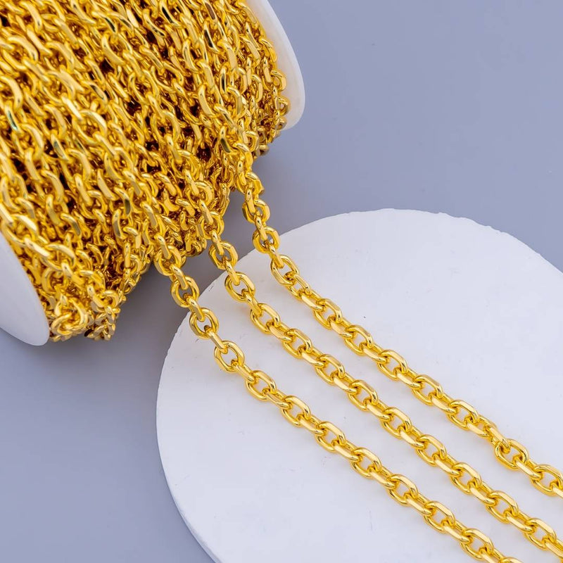 Cadena por yarda acero con baño 18k