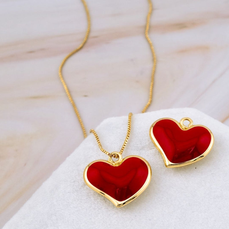 Dije de corazon esmaltado baño 18k