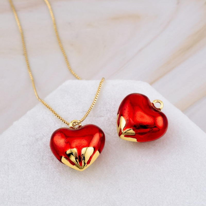 Dije Corazon rojo baño 18k
