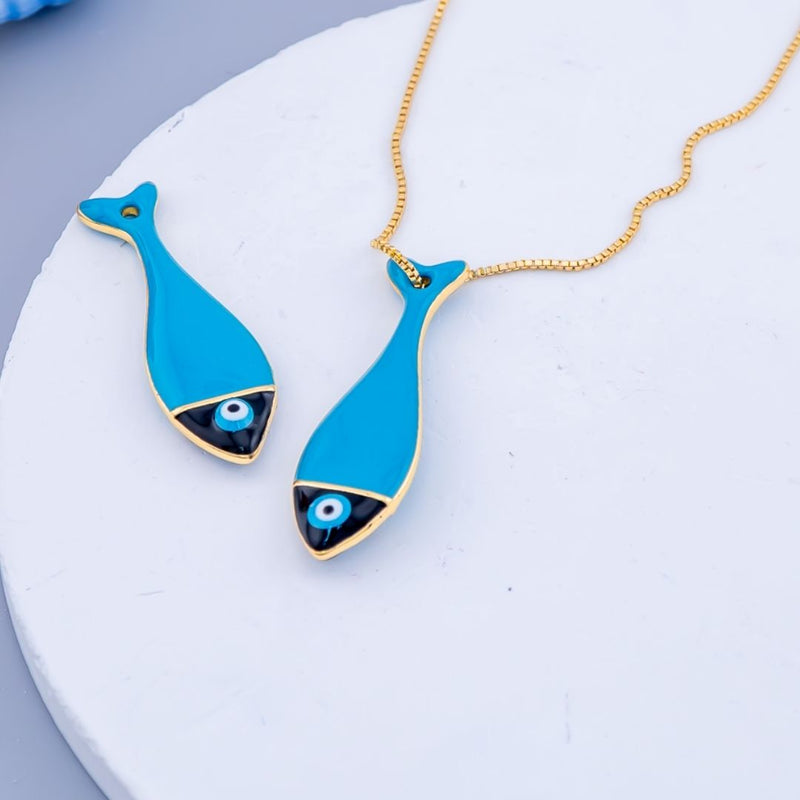 Dije esmaltado pez baño 18k