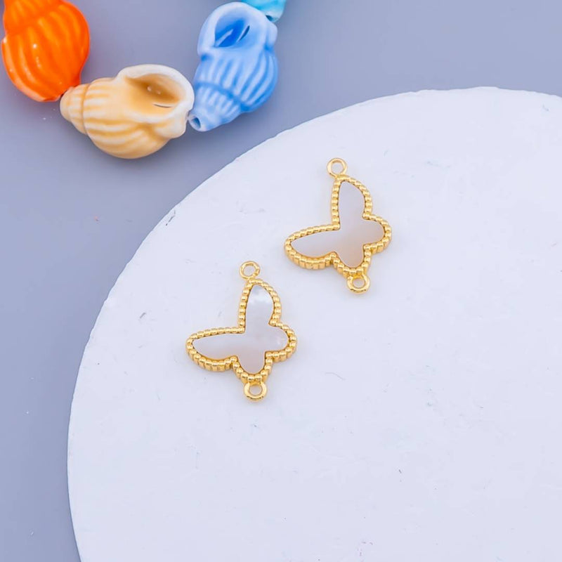 Enlace o conector mariposa madre perla baño 18k