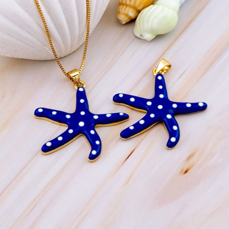 Dije esmaltado estrella de mar baño 18k