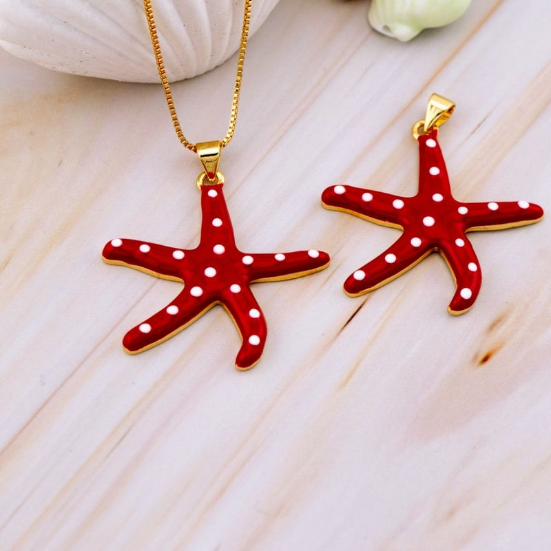 Dije esmaltado estrella de mar baño 18k