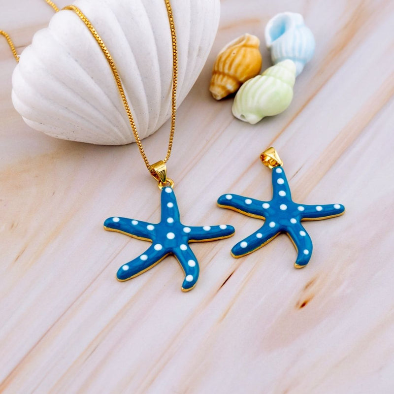 Dije esmaltado estrella de mar baño 18k