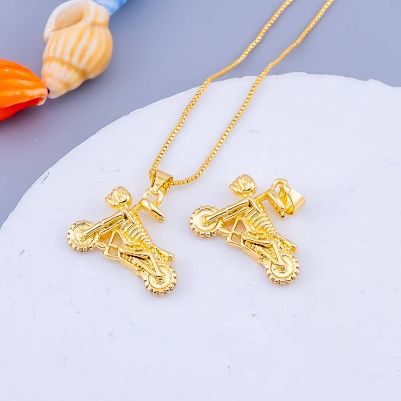 Dije motocicleta esqueleto baño 18k