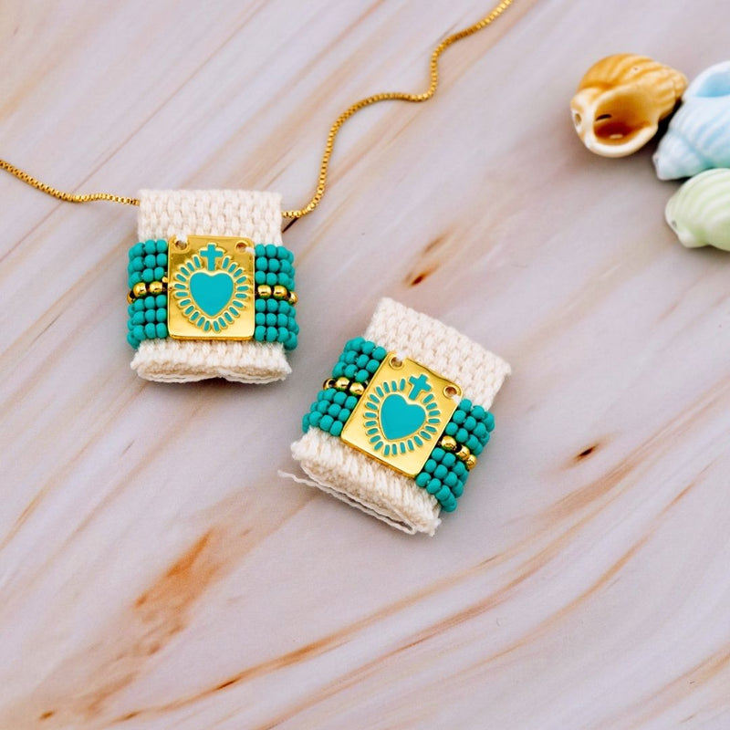 Dije escapulario Sagrado corazon baño 18k