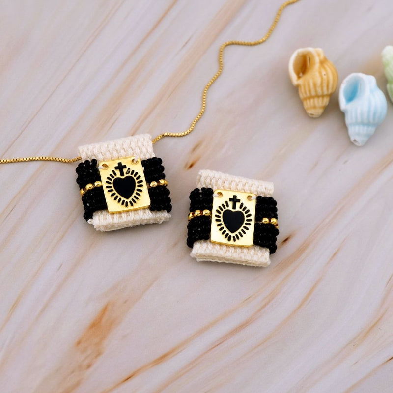 Dije escapulario Sagrado corazon baño 18k