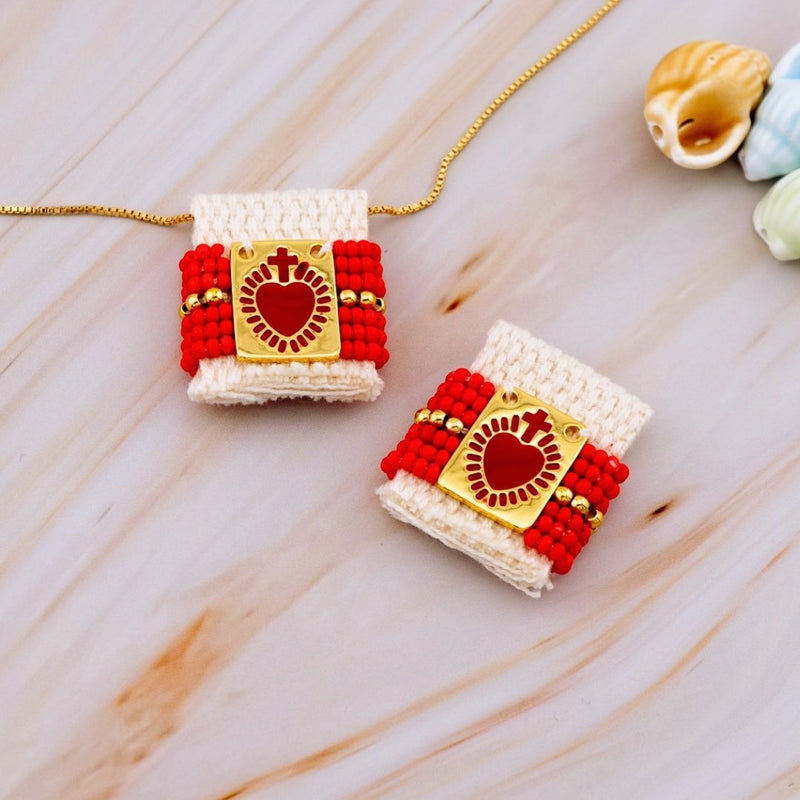 Dije escapulario Sagrado corazon baño 18k