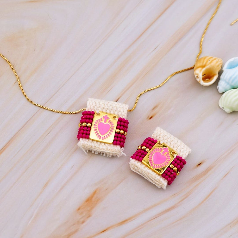 Dije escapulario Sagrado corazon baño 18k